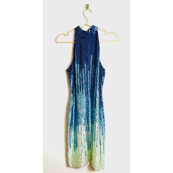 Versace Sequin Blue Couture Dress 38 - Picture 1 of 11